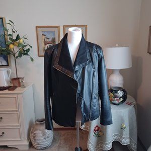Beautiful Black Genuine Leather Moto Jacket by IMAN Sz. Large